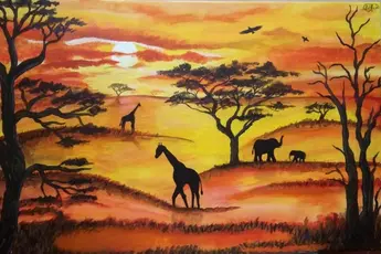 paisaje de sabana al atardecer